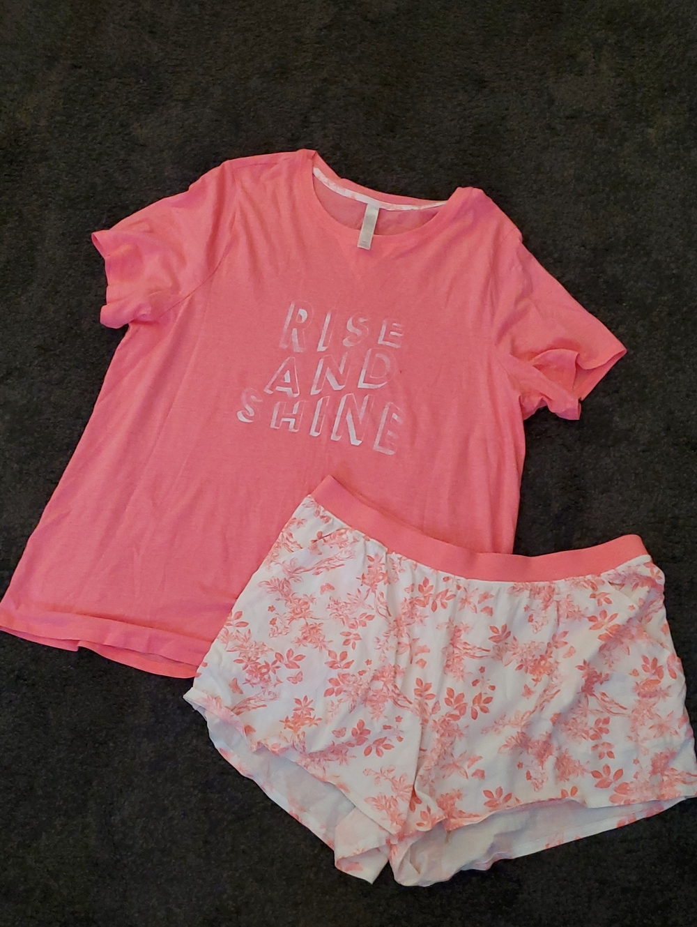 Cacique Coral Pink 'Rise and Shine' Short Sleeve Pajama Set